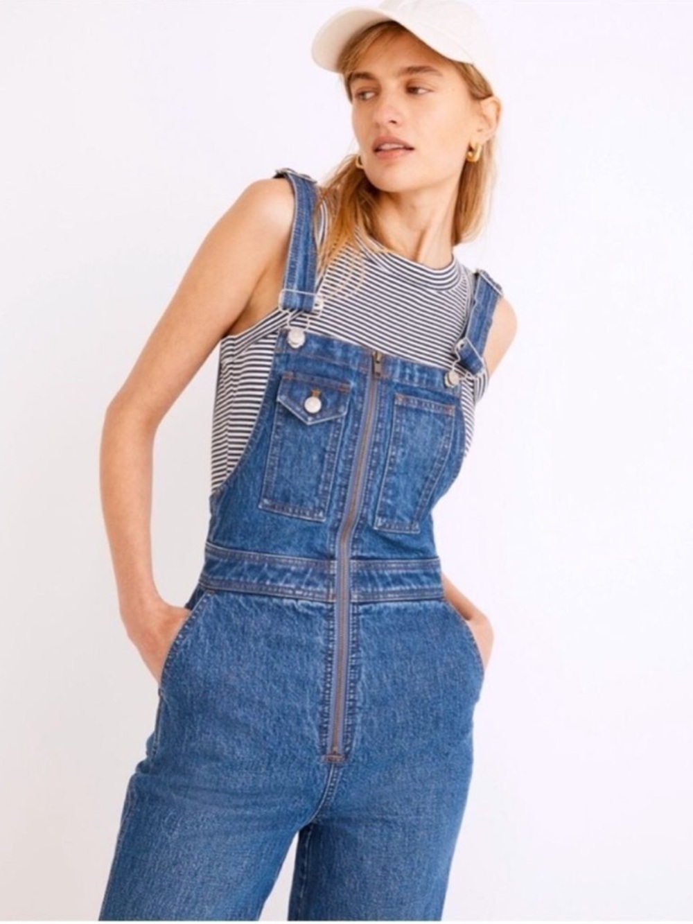 Madewell Blue Denim Jeans Zip-Front Long Overalls Dungarees 14 ND615